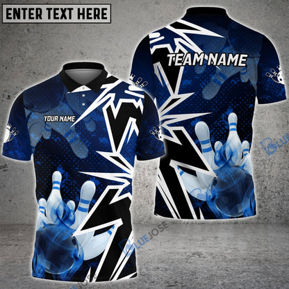 frenzideas Bowling And Pins Smoke Premium Customized Name 3D Shirt (4 Colors)