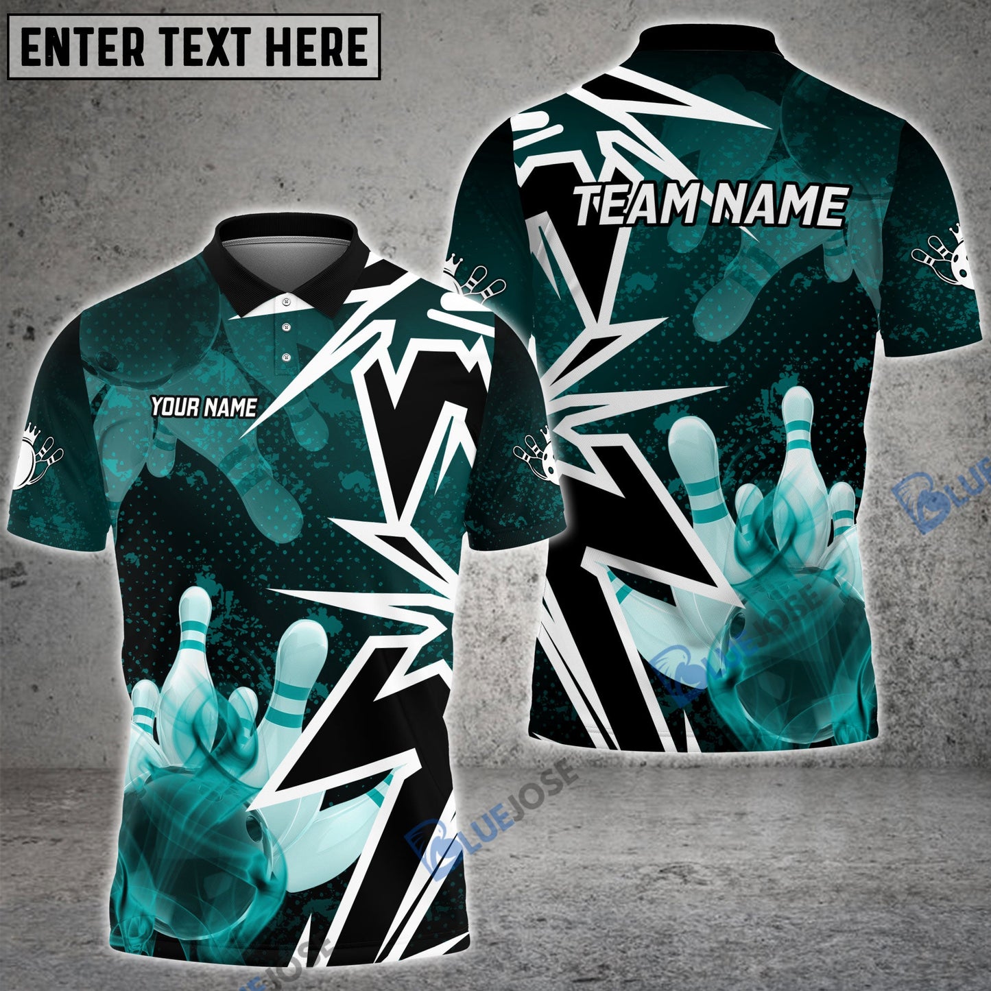 frenzideas Bowling And Pins Smoke Premium Customized Name 3D Shirt (4 Colors)