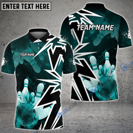 frenzideas Bowling And Pins Smoke Premium Customized Name 3D Shirt (4 Colors)