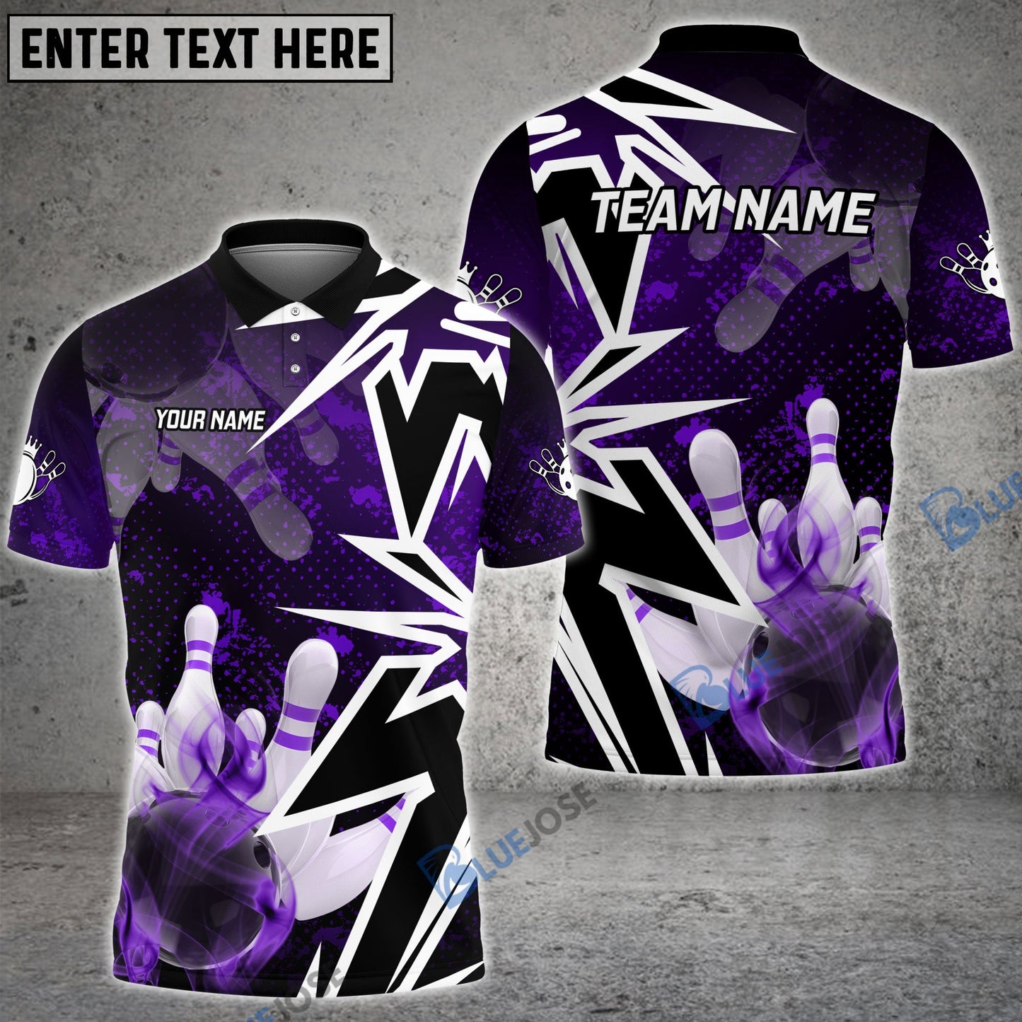 frenzideas Bowling And Pins Smoke Premium Customized Name 3D Shirt (4 Colors)