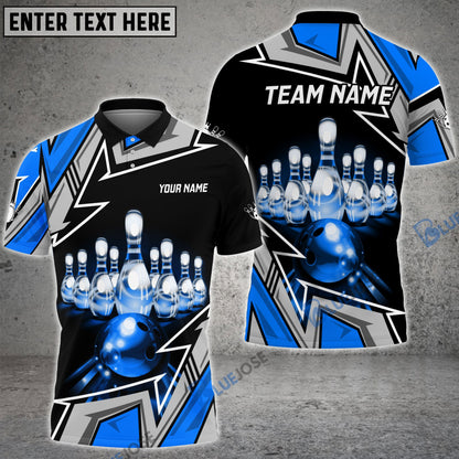 frenzideas Bowling And Pins Premium Super Customized Name 3D Shirt (4 Colors)