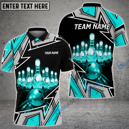 frenzideas Bowling And Pins Premium Super Customized Name 3D Shirt (4 Colors)