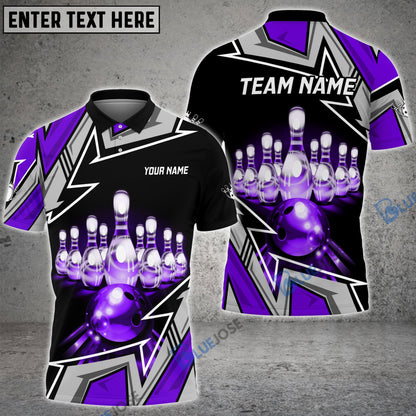 frenzideas Bowling And Pins Premium Super Customized Name 3D Shirt (4 Colors)