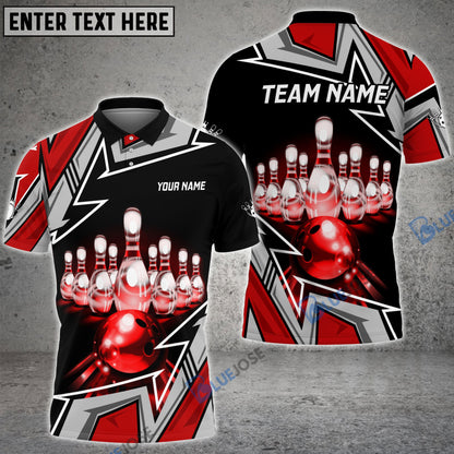 frenzideas Bowling And Pins Premium Super Customized Name 3D Shirt (4 Colors)