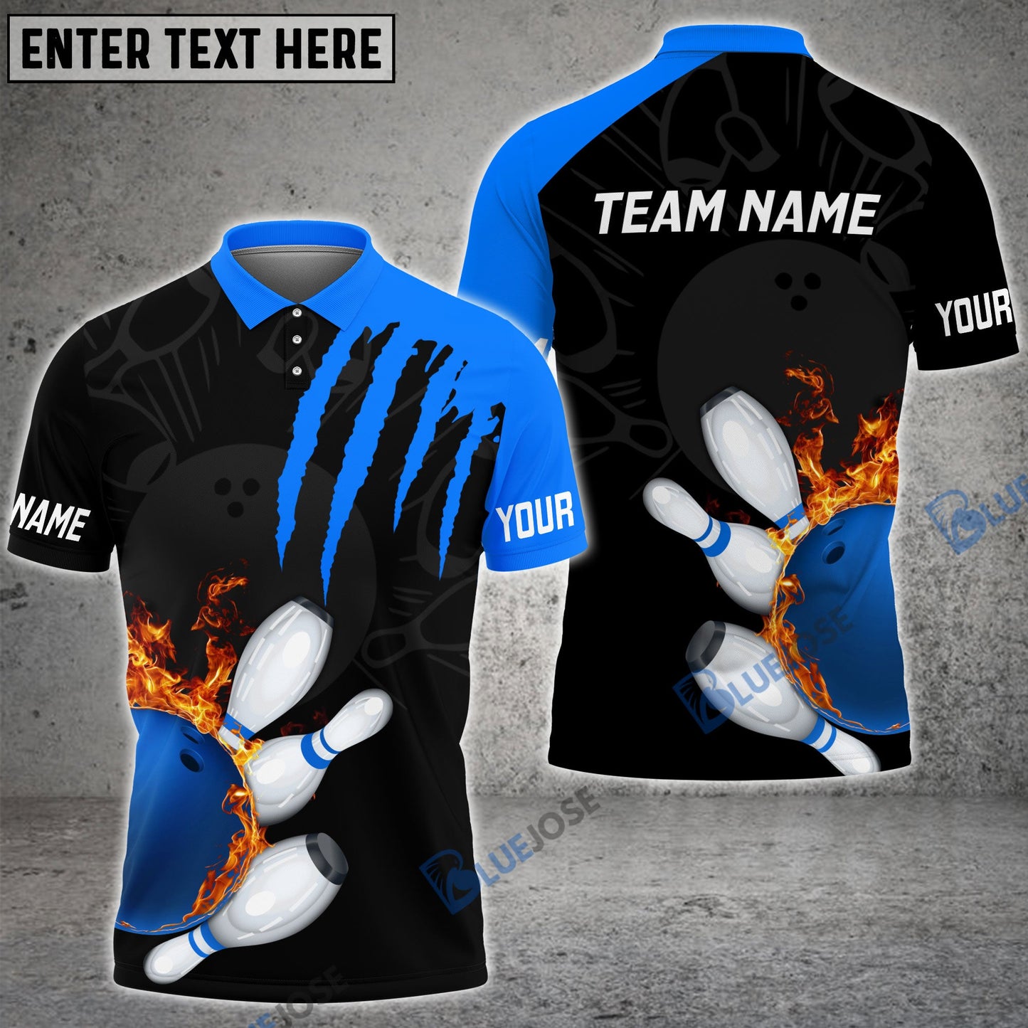 frenzideas Bowling And Pins Color Scratch Customized Name 3D Shirt (4 Colors)