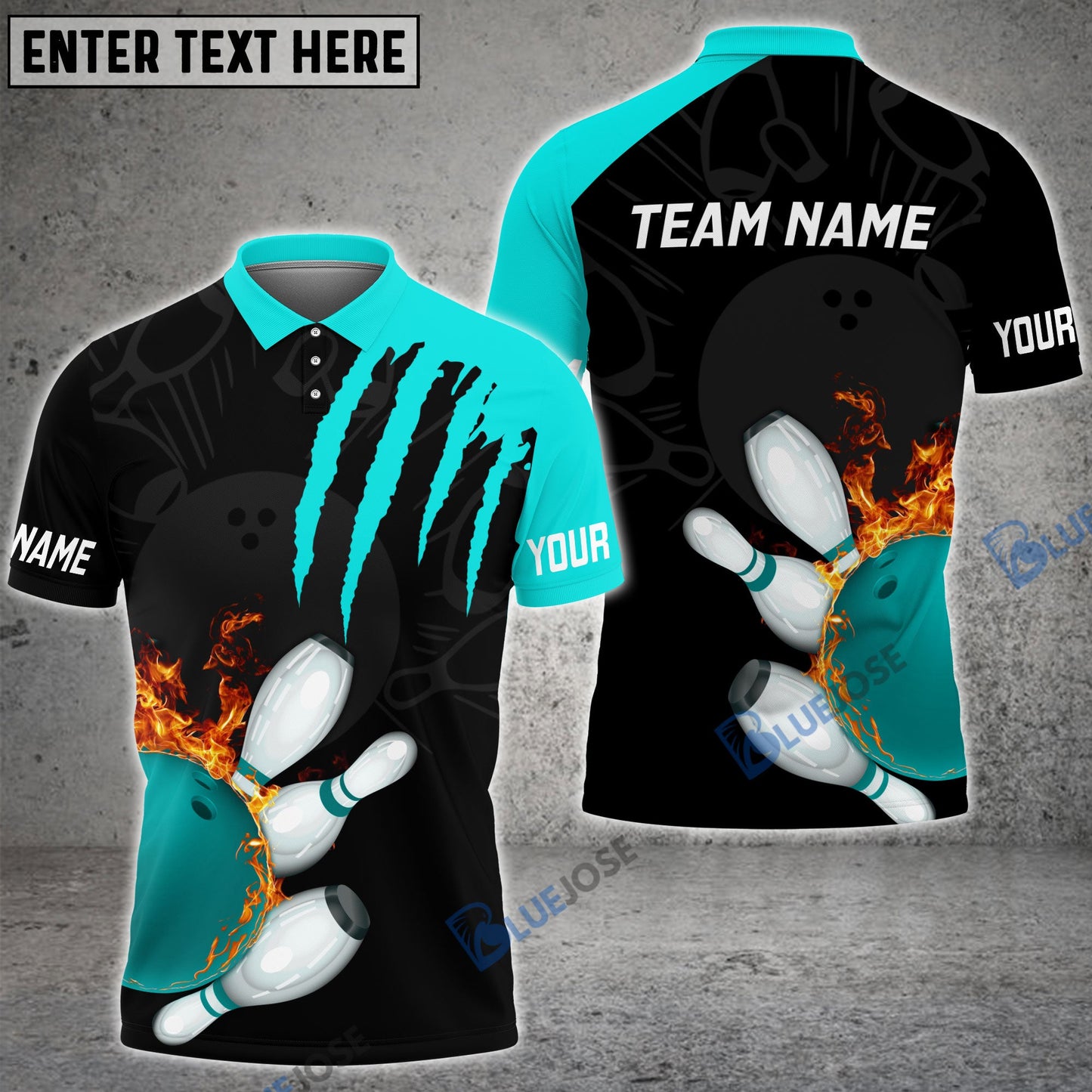 frenzideas Bowling And Pins Color Scratch Customized Name 3D Shirt (4 Colors)