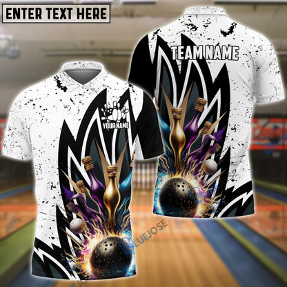frenzideas Bowling Ball and Pins Wing Pattern Personalized Name, Team Name 3D Shirt