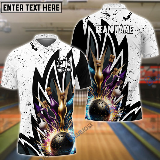 frenzideas Bowling Ball and Pins Wing Pattern Personalized Name, Team Name 3D Shirt