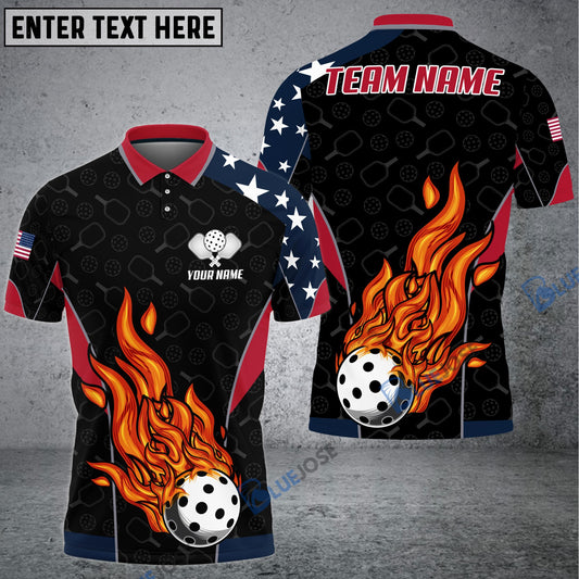 Frenzidea Pickleball American Flag Personalized Name, Team Name Unisex Shirt
