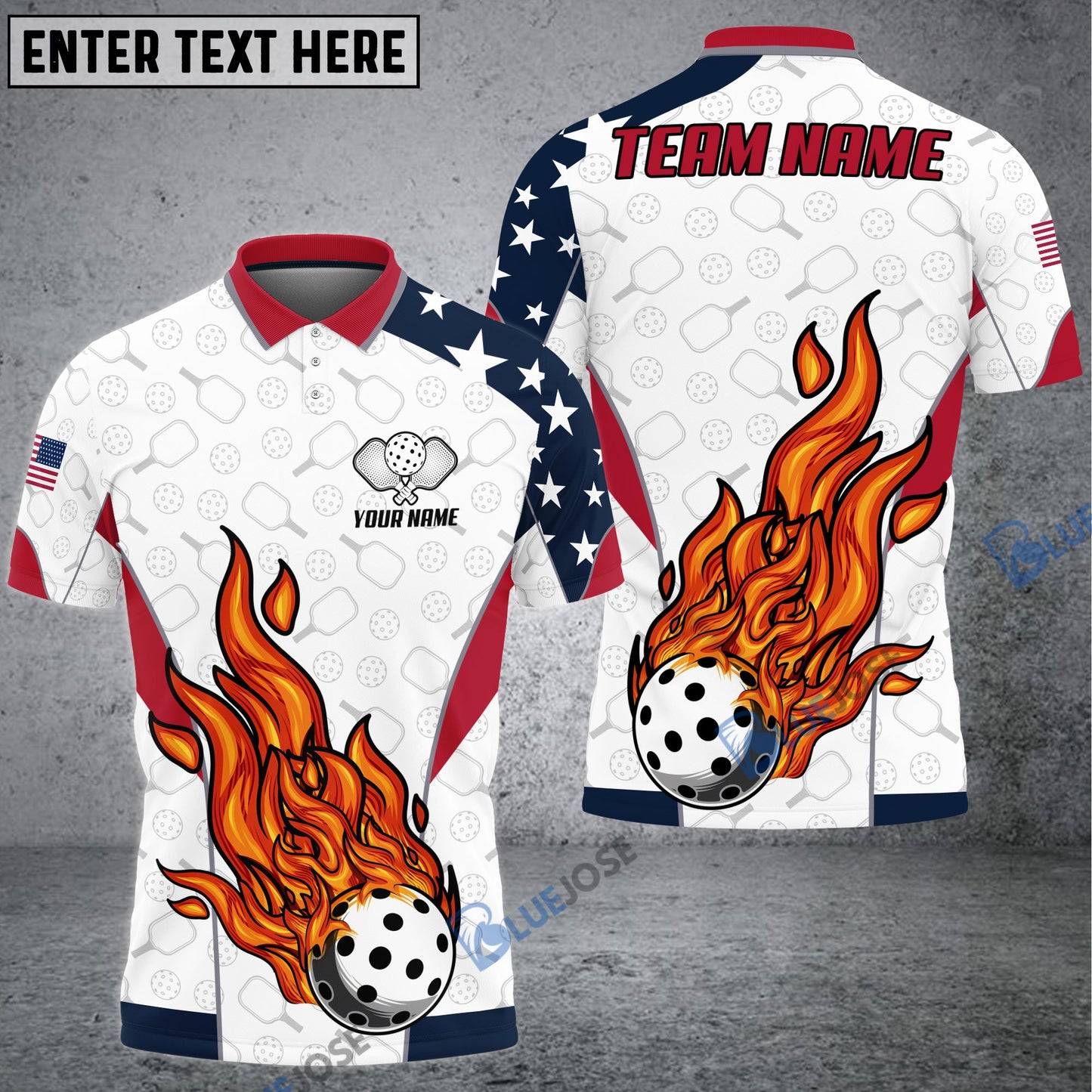 Frenzidea Pickleball American Flag Personalized Name, Team Name Unisex Shirt