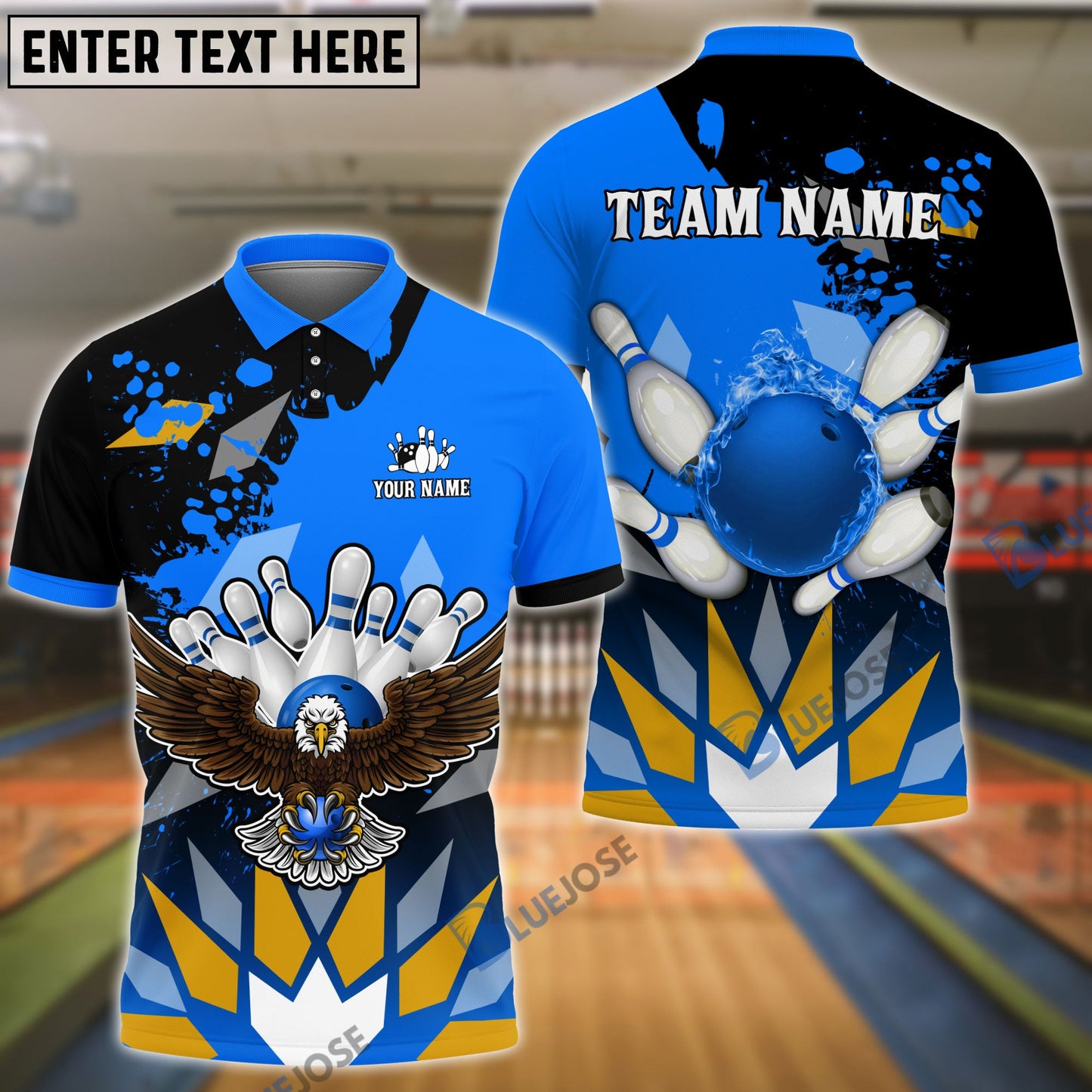 Frenzidea Bowling And Pins Diamond Pattern Customized Name 3D Shirt (5 Colors)