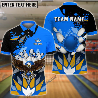 Frenzidea Bowling And Pins Diamond Pattern Customized Name 3D Shirt (5 Colors)