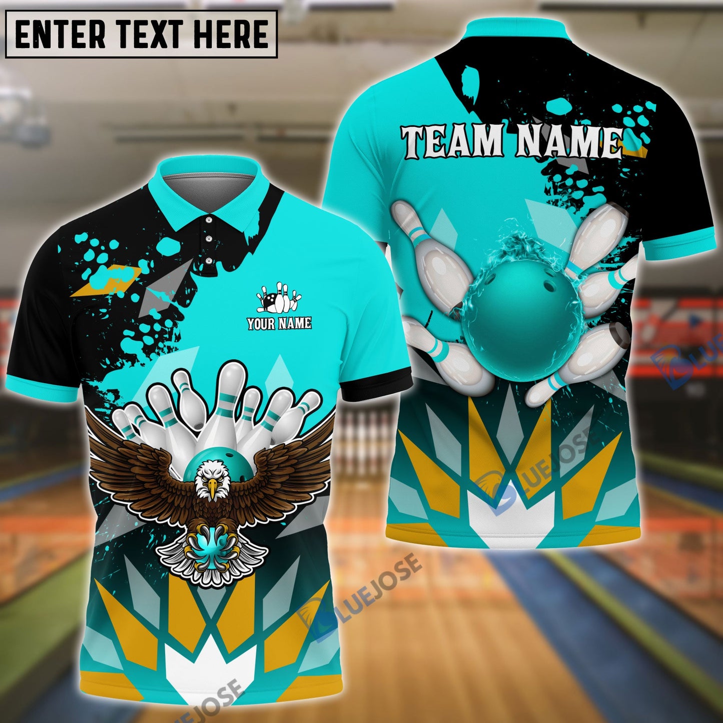 Frenzidea Bowling And Pins Diamond Pattern Customized Name 3D Shirt (5 Colors)