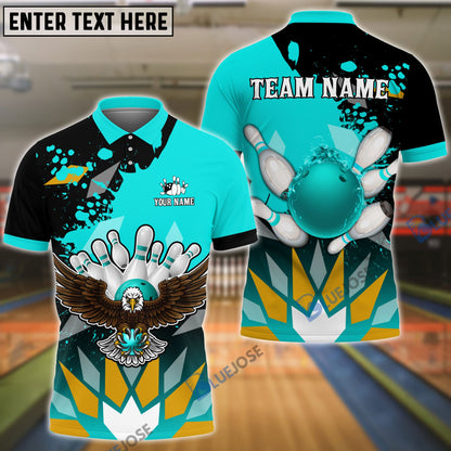 Frenzidea Bowling And Pins Diamond Pattern Customized Name 3D Shirt (5 Colors)