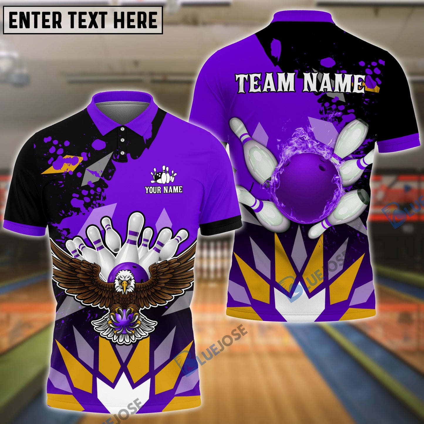 Frenzidea Bowling And Pins Diamond Pattern Customized Name 3D Shirt (5 Colors)