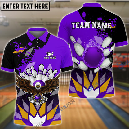Frenzidea Bowling And Pins Diamond Pattern Customized Name 3D Shirt (5 Colors)