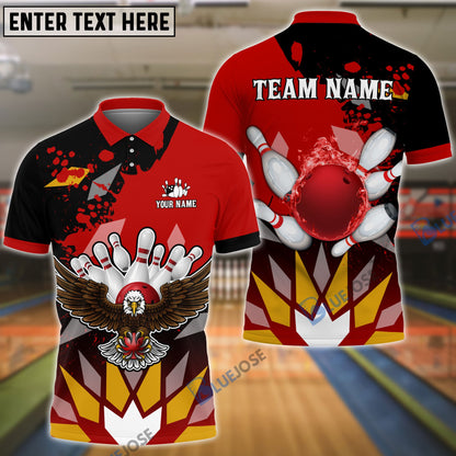 Frenzidea Bowling And Pins Diamond Pattern Customized Name 3D Shirt (5 Colors)