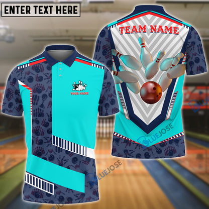 frenzidea Bowling And Pins Sword Pattern Customized Name 3D Shirt (6 Colors)