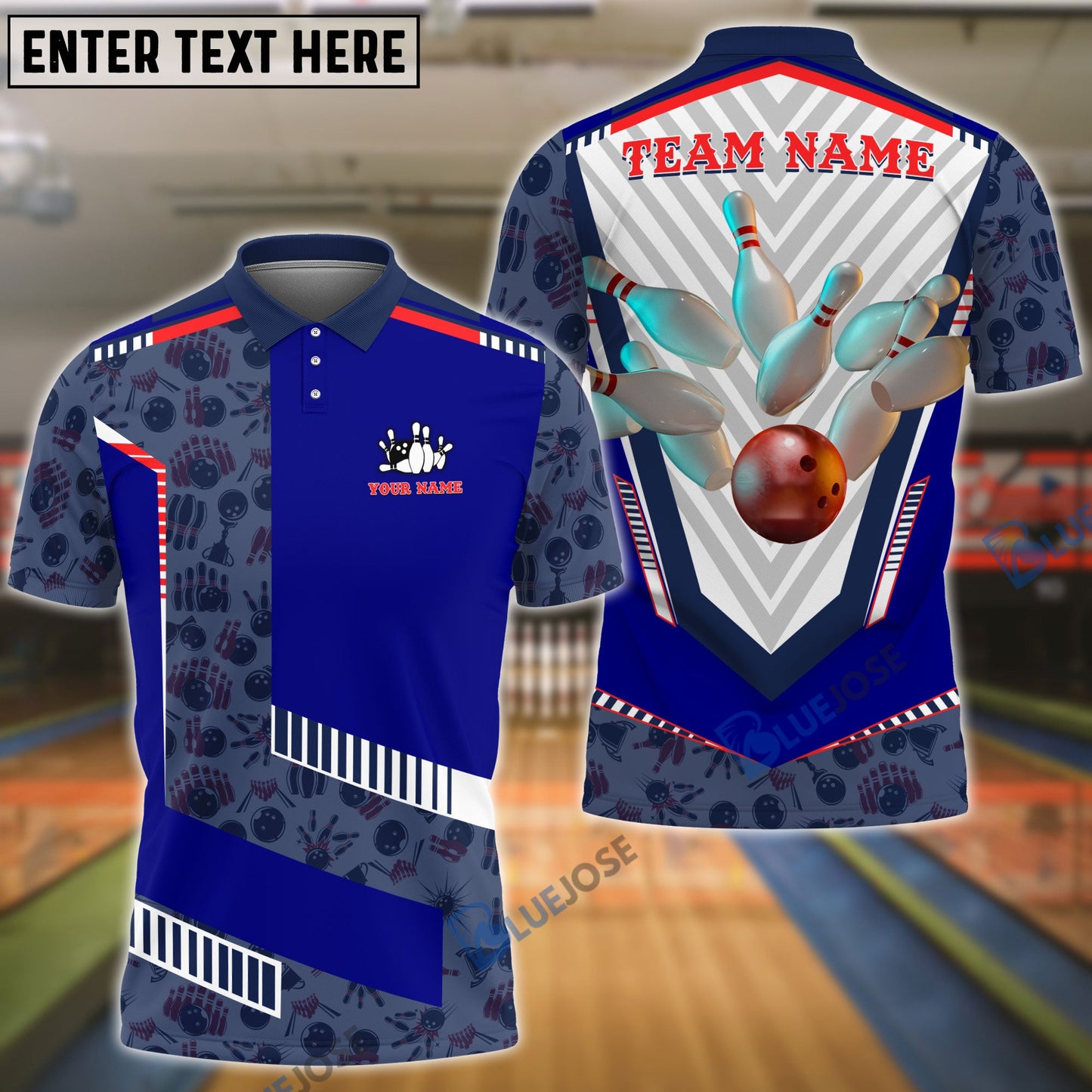 frenzidea Bowling And Pins Sword Pattern Customized Name 3D Shirt (6 Colors)