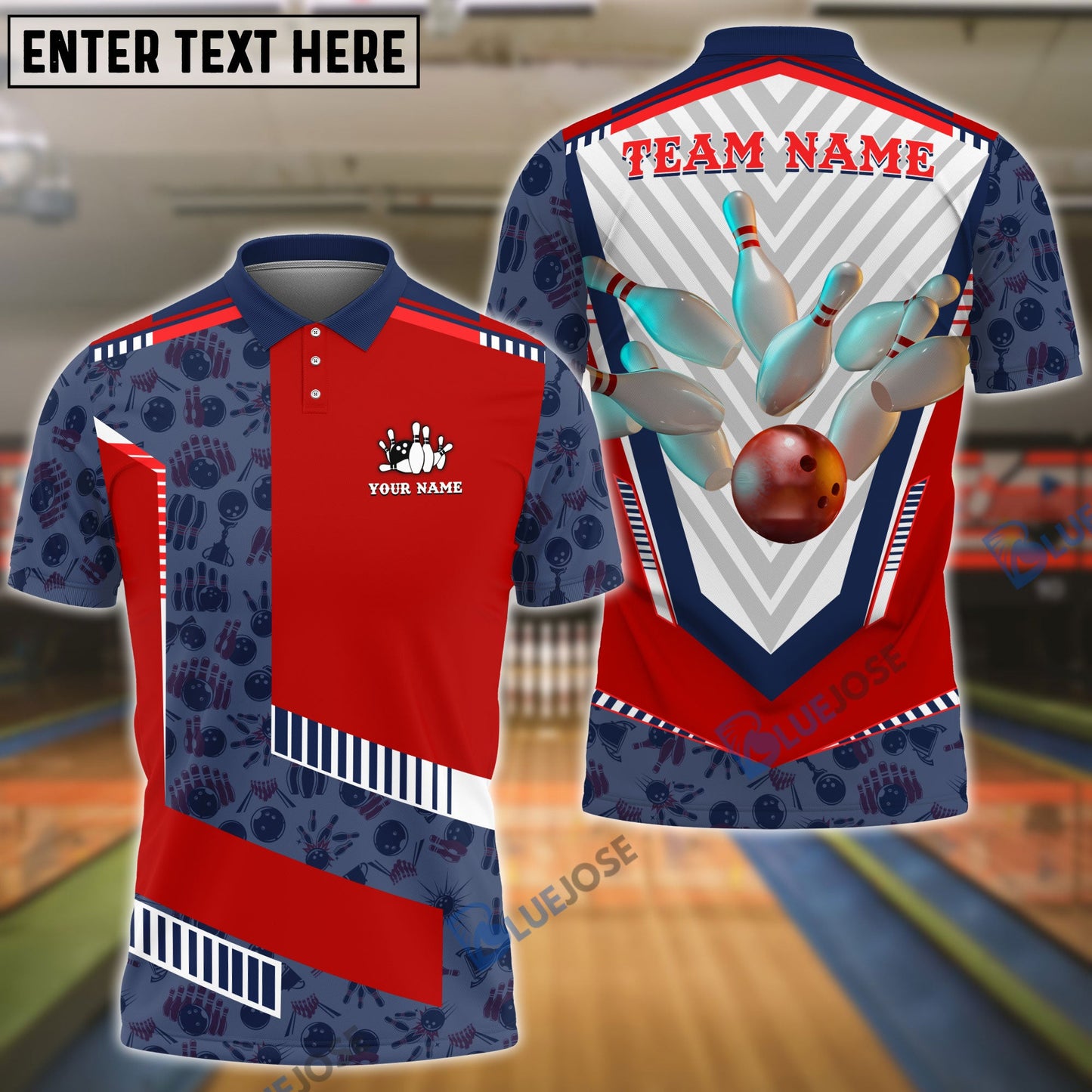 frenzidea Bowling And Pins Sword Pattern Customized Name 3D Shirt (6 Colors)