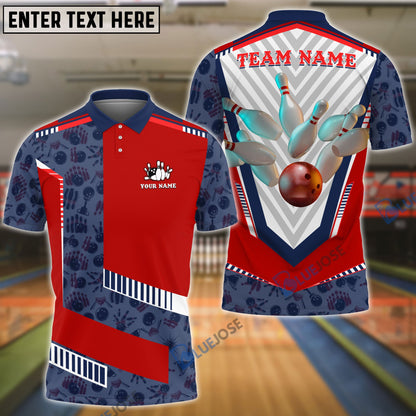 frenzidea Bowling And Pins Sword Pattern Customized Name 3D Shirt (6 Colors)