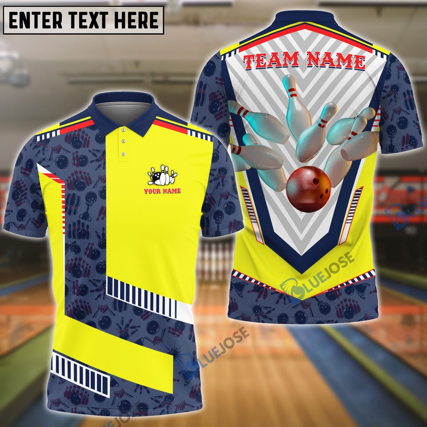 frenzidea Bowling And Pins Sword Pattern Customized Name 3D Shirt (6 Colors)