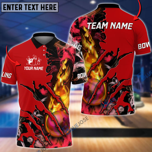 Frenzideas Bowling And Pins Flame Smoke Personalized Name Team Name 3D Shirt