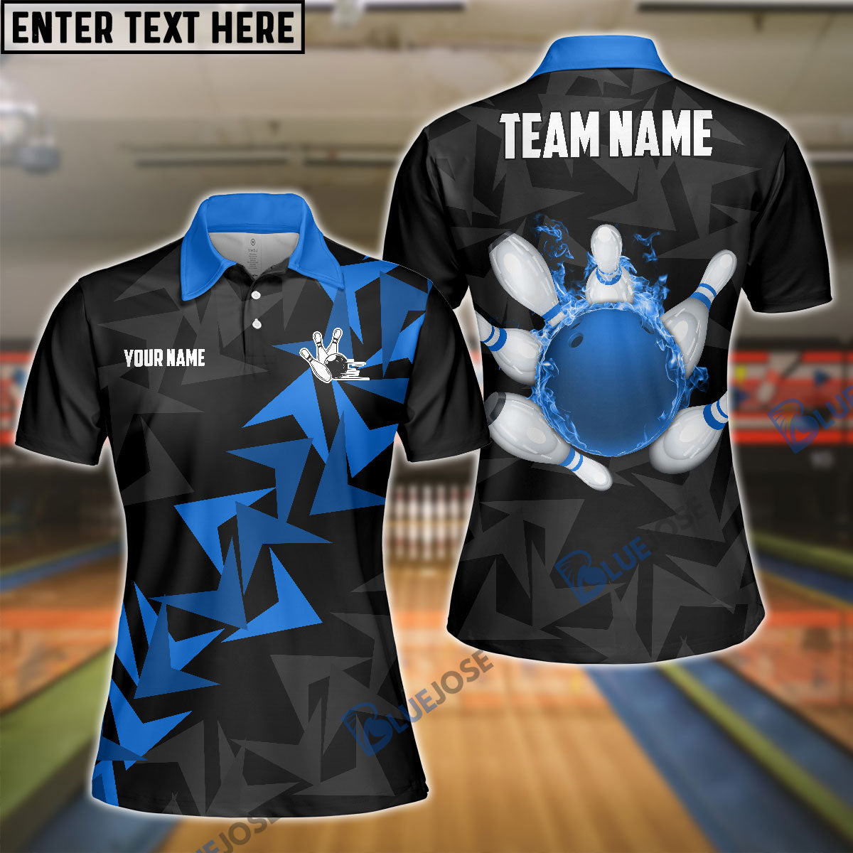 Frenzideas Bowling And Pins Fallen Leaves Pattern Customized Name 3D Shirt for Women (4 Colors)