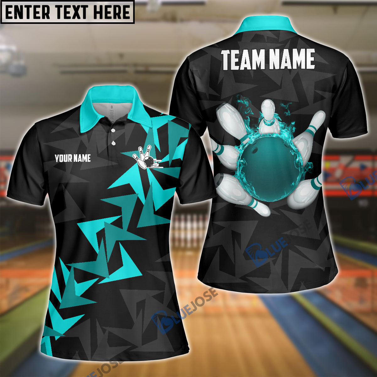 Frenzideas Bowling And Pins Fallen Leaves Pattern Customized Name 3D Shirt for Women (4 Colors)