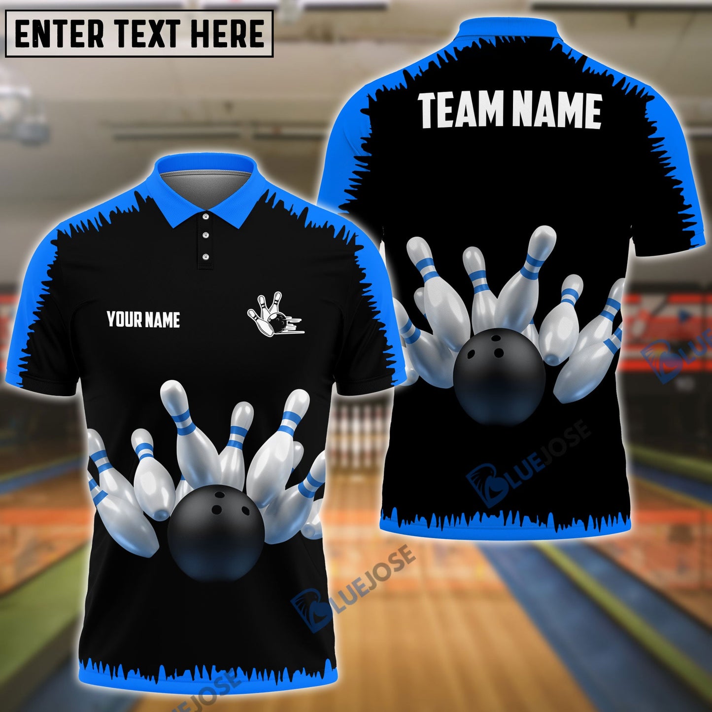 Frenzidea Bowling And Pins Classic Pattern Customized Name 3D Shirt (4 Colors)