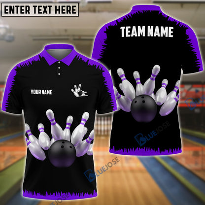 Frenzidea Bowling And Pins Classic Pattern Customized Name 3D Shirt (4 Colors)