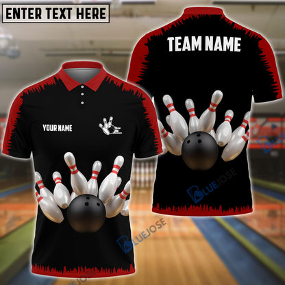 Frenzidea Bowling And Pins Classic Pattern Customized Name 3D Shirt (4 Colors)
