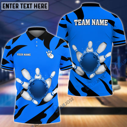 Frenzideas Bowling And Pins Light And Shadow Customized Name 3D Shirt (4 Colors)
