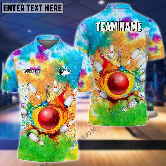 Frenzideas Bowling And Pins Rainbow Color Customized Name 3D Shirt