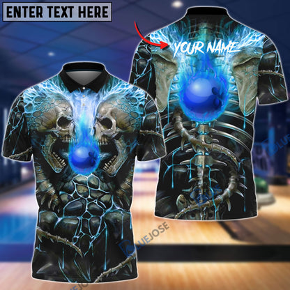 Frenzideas Bowling Ball Skull Personalized Name Team Name 3D Shirt (4 Colors)