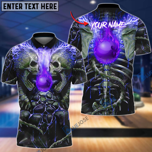 Frenzideas Bowling Ball Skull Personalized Name Team Name 3D Shirt (4 Colors)