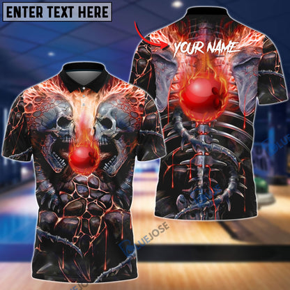 Frenzideas Bowling Ball Skull Personalized Name Team Name 3D Shirt (4 Colors)