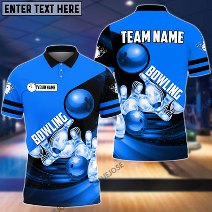 Frenzideas Bowling and Pins Colorful Personalized Name Team Name 3D Shirt (4 Colors)