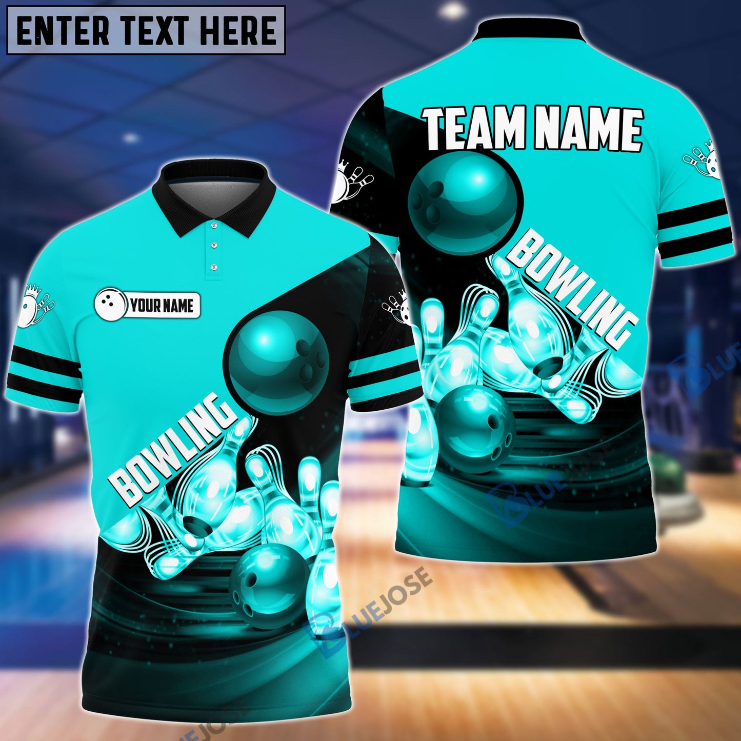 Frenzideas Bowling and Pins Colorful Personalized Name Team Name 3D Shirt (4 Colors)