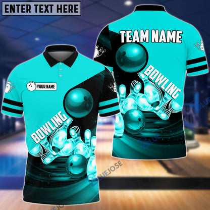 Frenzideas Bowling and Pins Colorful Personalized Name Team Name 3D Shirt (4 Colors)