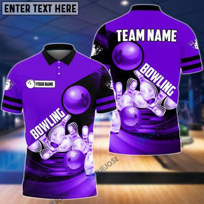 Frenzideas Bowling and Pins Colorful Personalized Name Team Name 3D Shirt (4 Colors)