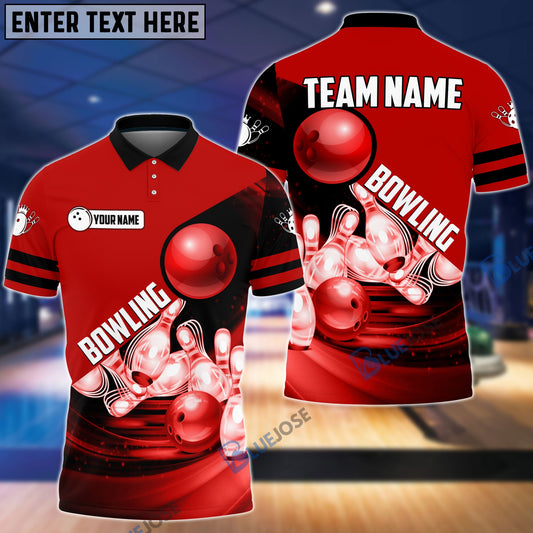 Frenzideas Bowling and Pins Colorful Personalized Name Team Name 3D Shirt (4 Colors)