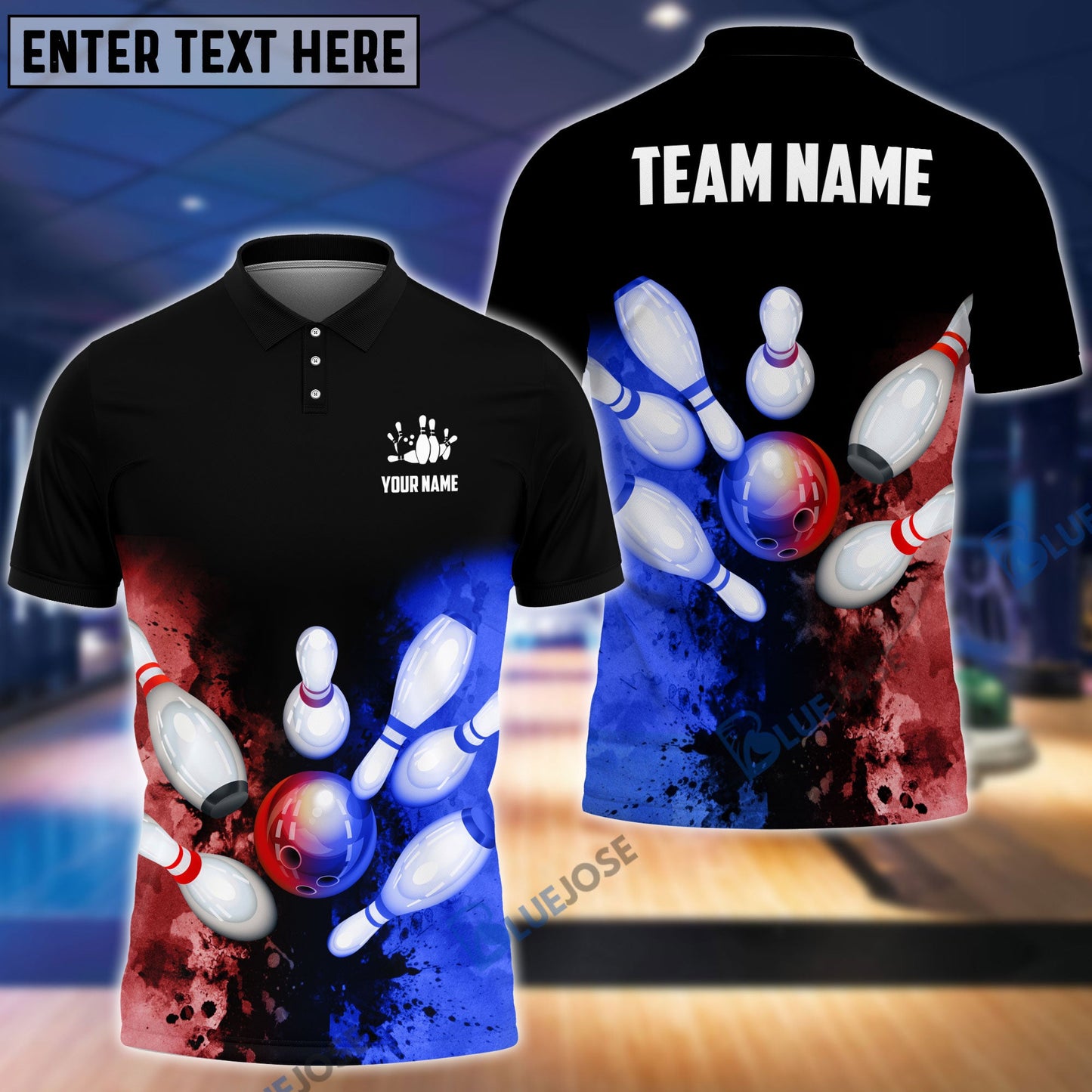 Frenzideas Bowling And Pins Vintage Black Marble Customized Name, Team Name 3D Shirt