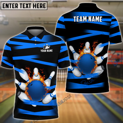 Frenzideas Bowling And Pins Power Customized Name, Team Name 3D Shirt (5 Colors)