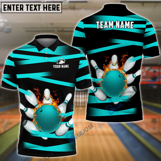 Frenzideas Bowling And Pins Power Customized Name, Team Name 3D Shirt (5 Colors)