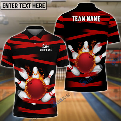 Frenzideas Bowling And Pins Power Customized Name, Team Name 3D Shirt (5 Colors)