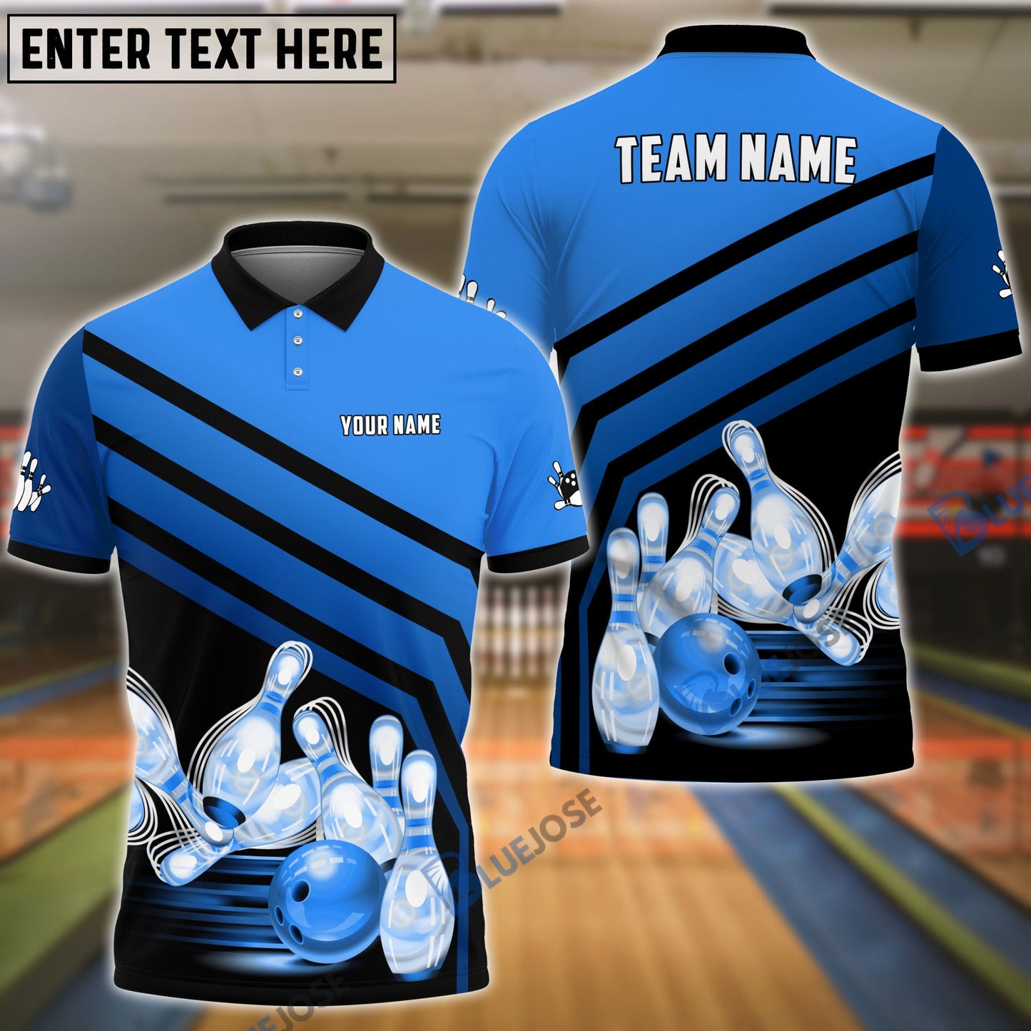 Frenzidea Bowling And Pins Windmill Pattern Customized Name 3D Shirt (5 Colors)