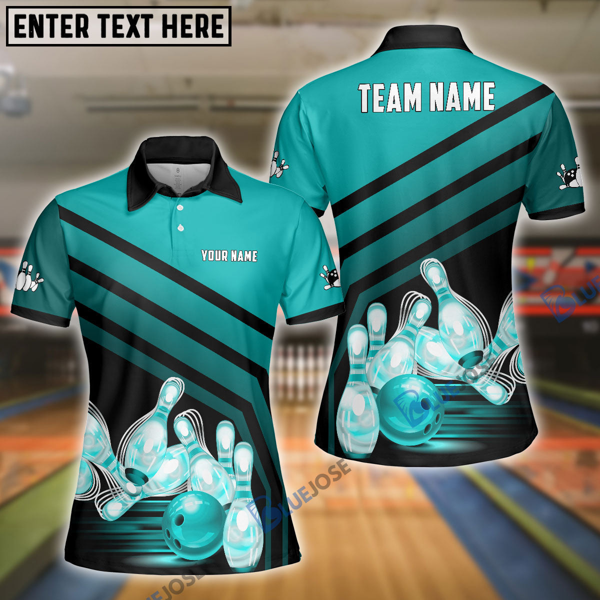 Frenzideas Bowling And Pins Windmill Pattern Customized Name 3D Shirt for Women (5 Colors)