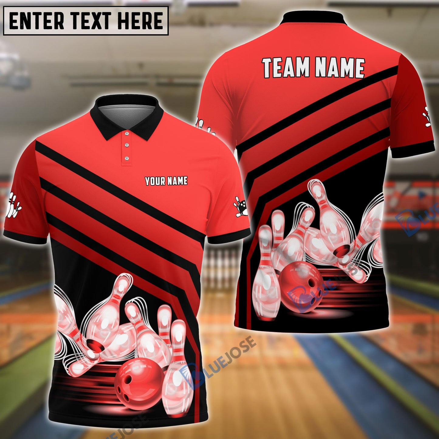 Frenzidea Bowling And Pins Windmill Pattern Customized Name 3D Shirt (5 Colors)