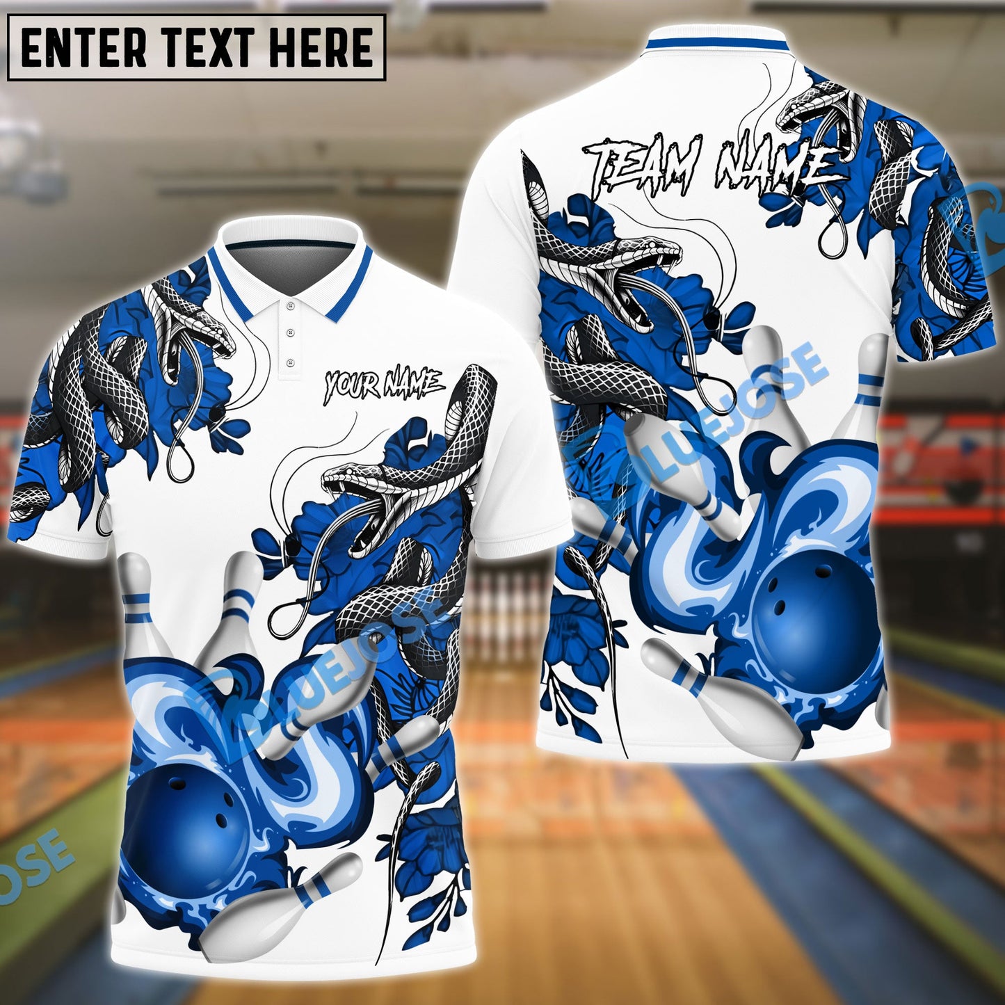 Frenzideas Bowling And Pins Snake Pattern Customized Name 3D Shirt (4 Colors)